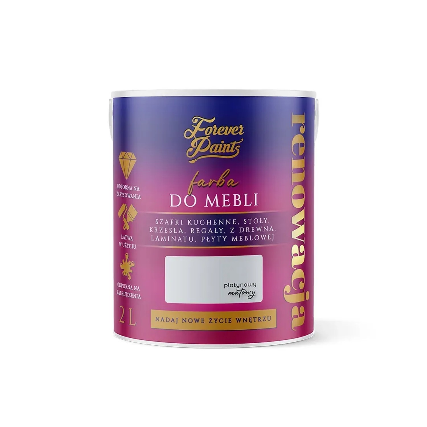 Farba Forever Paints do mebli platynowa 2L