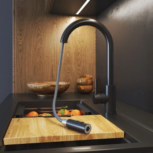 Granitan Bateria kuchenna z wyciąganą wylewką Loseto czarna