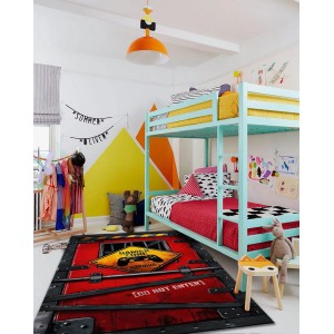 t.b.t. Dywan z krótkim włosiem z motywem gamingowym w pokoju dziecięcym.