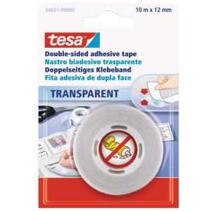 Tesa Przezroczysta taśma dwustronna, rolka 10 m x 12 mm.