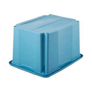 Niebieski pojemnik do przechowywania t.b.t. z pokrywką, idealny do przechowywania i organizacji.