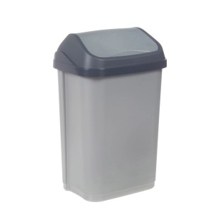 Srebrny kosz na śmieci Swing-Bin 25 l z wahadłową pokrywą do kuchni i łazienki.