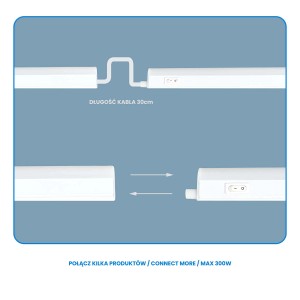 Złącze do lamp podszafkowych t.b.t., pokazujące połączenie kablowe i system wtykowy.