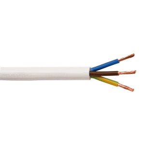 Biały przewód giętki H03VV-F 3x0,75 na metry. Kabel PVC do użytku wewnętrznego.