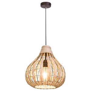 Lampa wisząca w naturalnym stylu: Pleciona lampa do salonu.