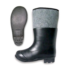 Czarne gumowe buty z szarą filcową wkładką i oddzielną podeszwą. Kategoria: Odzież ogrodnicza.