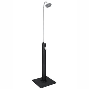 Prysznic ogrodowy Bestway Solarflow ze zbiornikiem 8 l, czarną podstawą i srebrną głowicą.