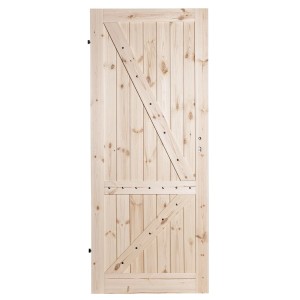 Drewniane drzwi w stylu stodoły, jasne drewno, drzwi wewnętrzne