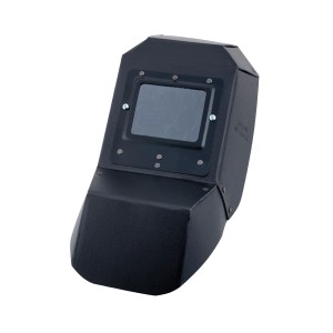 Czarna maska spawalnicza do akcesoriów spawalniczych.