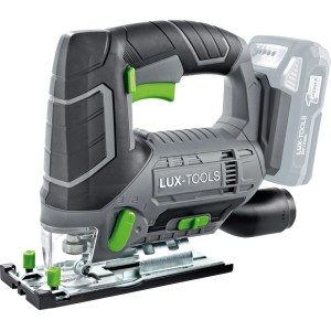 LUX Akumulatorowa wyrzynarka A-ST-20 1 PowerSystem, akumulatorowa wyrzynarka wahadłowa w kolorze szarym i czarnym.