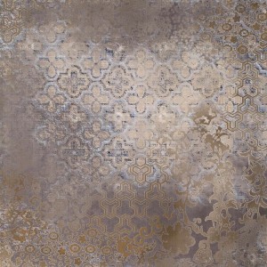 Dekoracyjna płytka podłogowa ze wzorem w odcieniach beżu i brązu.