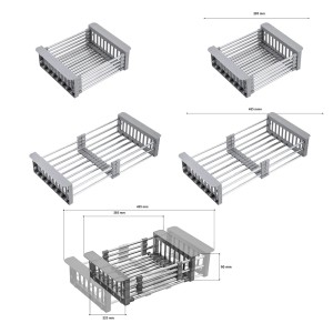 Miló Koszyk uniwersalny teleskopowy do zlewozmywaków szary