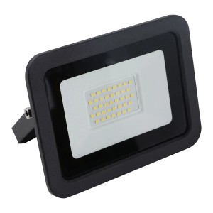 Czarny reflektor LED do użytku zewnętrznego.