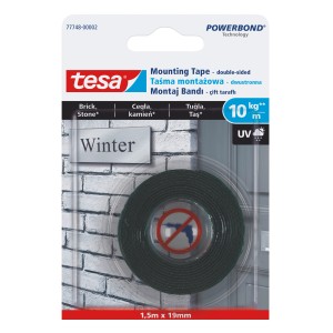 Tesa Powerbond Taśma montażowa Winter do kamienia, 1,5 m x 19 mm, samoprzylepna.