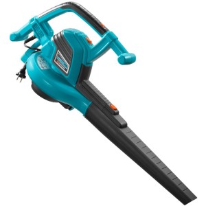 Elektryczna dmuchawa i odkurzacz do liści Gardena ErgoJet 3000 (3000 W) w kolorze turkusowym i czarnym.