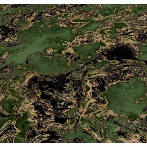 Tapeta dekoracyjna z abstrakcyjnym wzorem w kolorach zielonym, czarnym i beżowym.