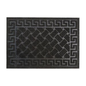 Czarna wycieraczka z geometrycznym wzorem do strefy wejściowej.