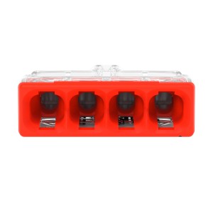 Złączka Wago, 4-biegunowa, czerwona, do przewodów 0,5-2,5 mm²
