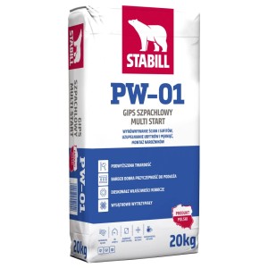 Stabill PW-01 Gips Szpachlowy Multi Start, 20kg worek do napraw i wygładzania.