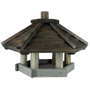 Drewniany karmnik dla ptaków w stylu pagody do ogrodu.