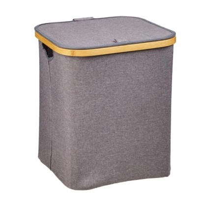Kosz na pranie 40 l szary-bambus