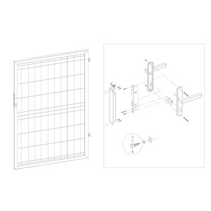 Rysunek: t.b.t. akcesoria do płotów i bram ogrodowych, szczegóły montażu.