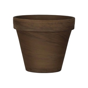 Brązowa doniczka t.b.t. do użytku wewnątrz i na zewnątrz.