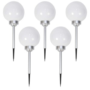 4iQ Zestaw 5 lamp solarnych LED RGB AURA srebrnych śr. 20 cm