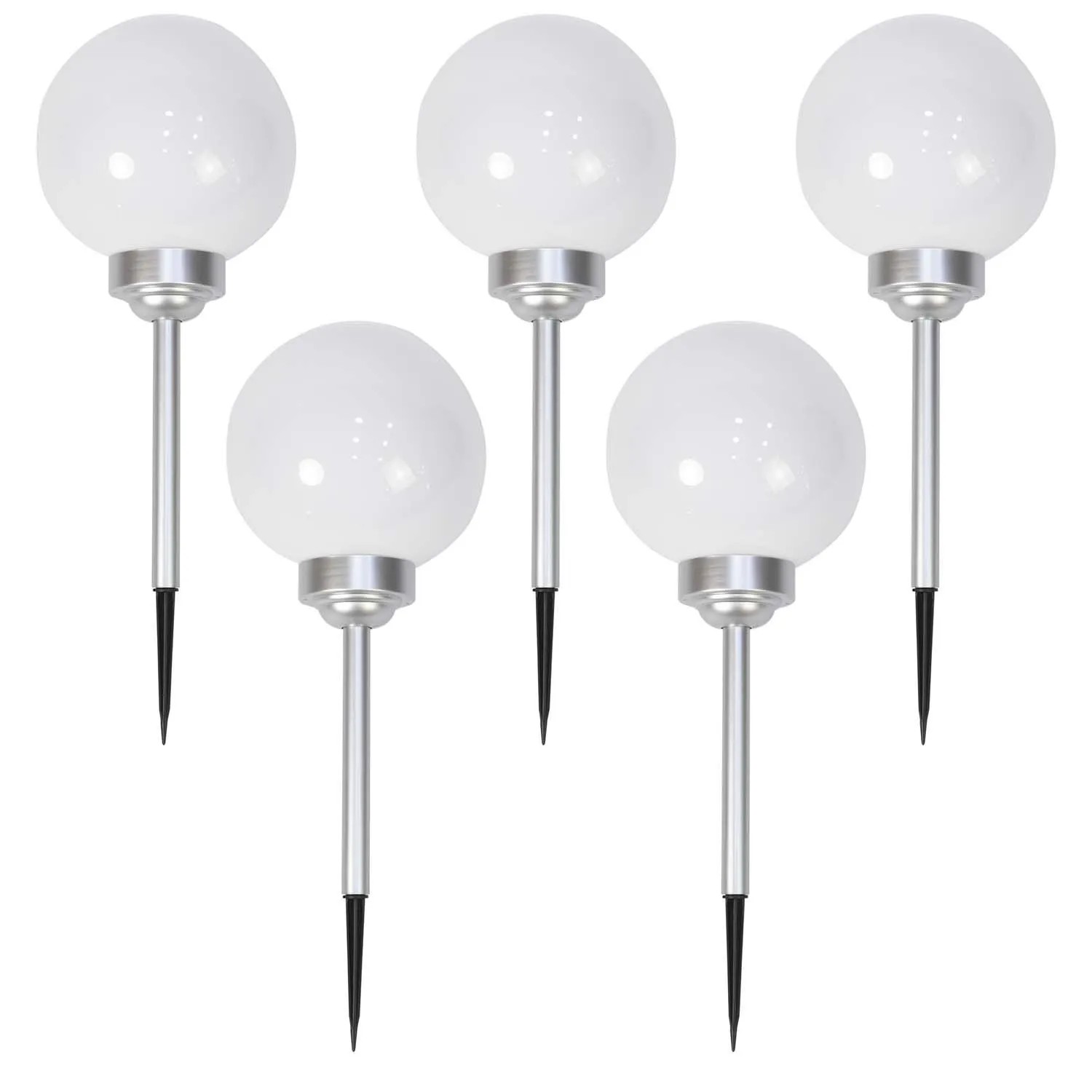 4iQ Zestaw 5 lamp solarnych LED RGB AURA srebrnych śr. 20 cm