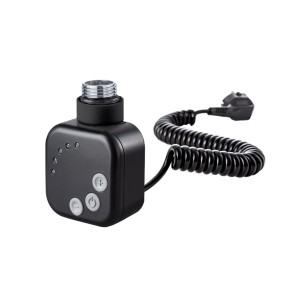 Czarny regulator grzejnikowy t.b.t. z kablem spiralnym do grzejników w sklepie internetowym OBI.