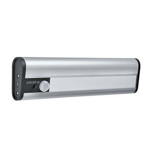 Lampa podszafkowa LED Osram Linear, srebrna, z czujnikiem ruchu i portem USB.