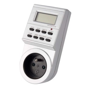 Cyfrowy wyłącznik czasowy do sterowania domem, srebrny.