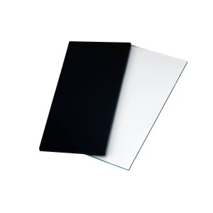 t.b.t. Akcesoria spawalnicze: Czarna i przezroczysta soczewka ochronna.