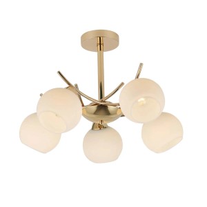 Candellux Lampa wisząca AMOS 5xE27 40W złoto-biała