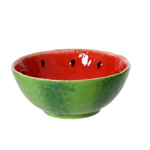 Dekoracyjna miska w kształcie arbuza do ogrodu.