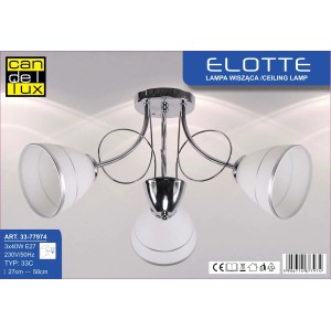 Candellux Lampa sufitowa ELOTTE 3xE27 40W biel+chrom