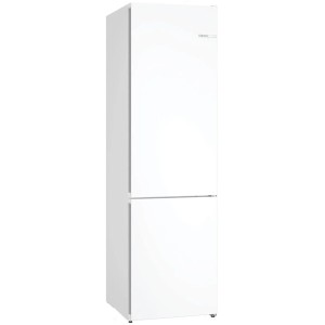 Biała chłodziarko-zamrażarka t.b.t. do kuchni.