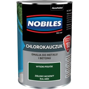 Puszka farby Nobiles Chlorokauczuk, zielony mech, do metalu i betonu. Ochrona antykorozyjna.