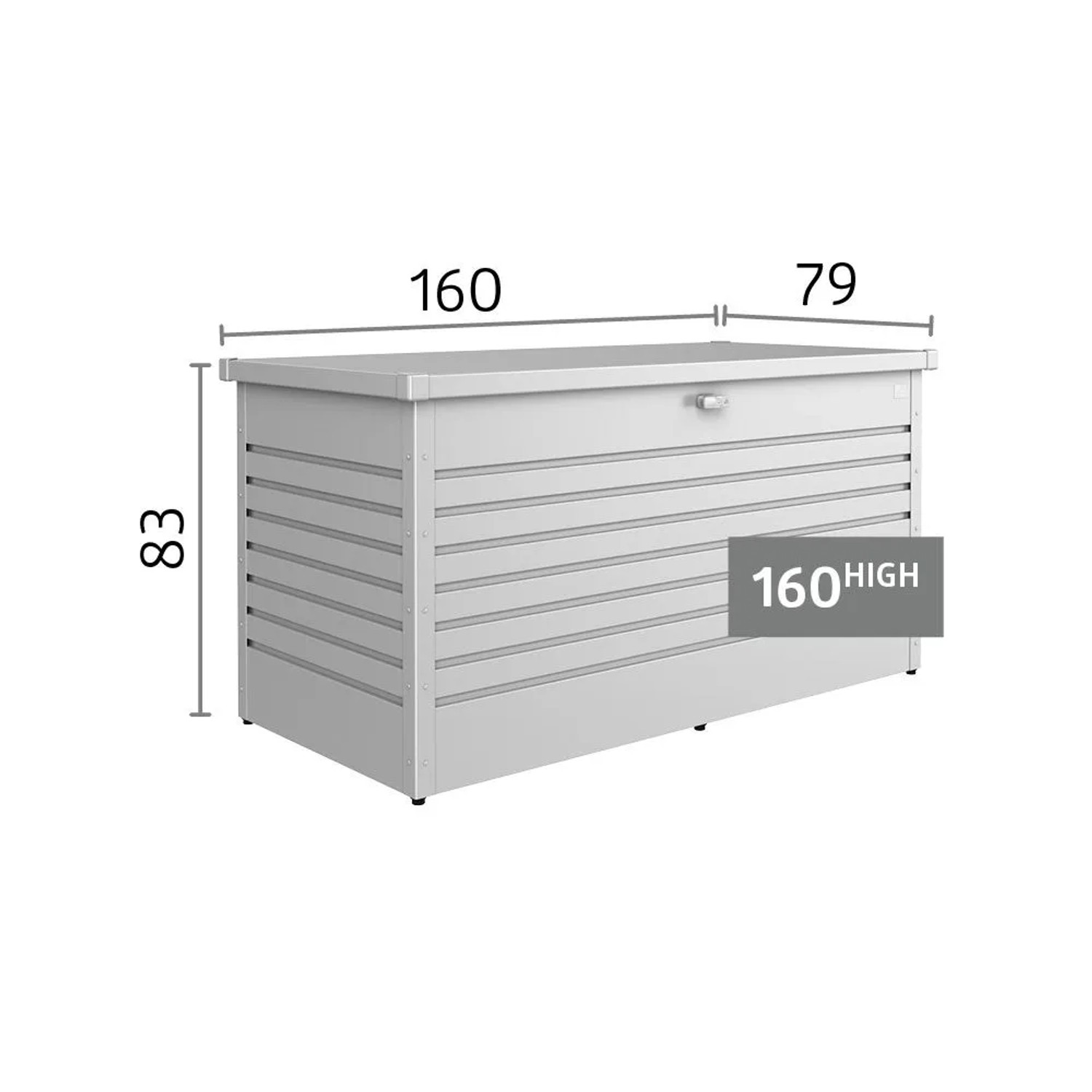 Biohort FreizeitBox 160 High, brązowo-metalowa skrzynia z ocynkowanej blachy stalowej, wodoszczelna, 160x83x79 cm.