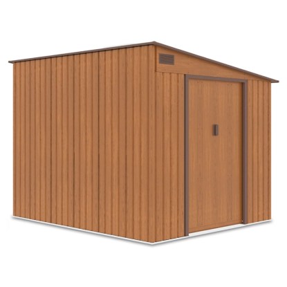 Domek ogrodowy metalowy Jasper Oak Brown - 257x214 cm, wys. 193 cm