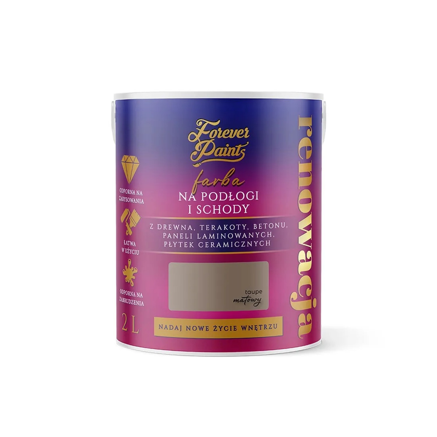 Farba Forever Paints do podłóg i schodów taupe 2L