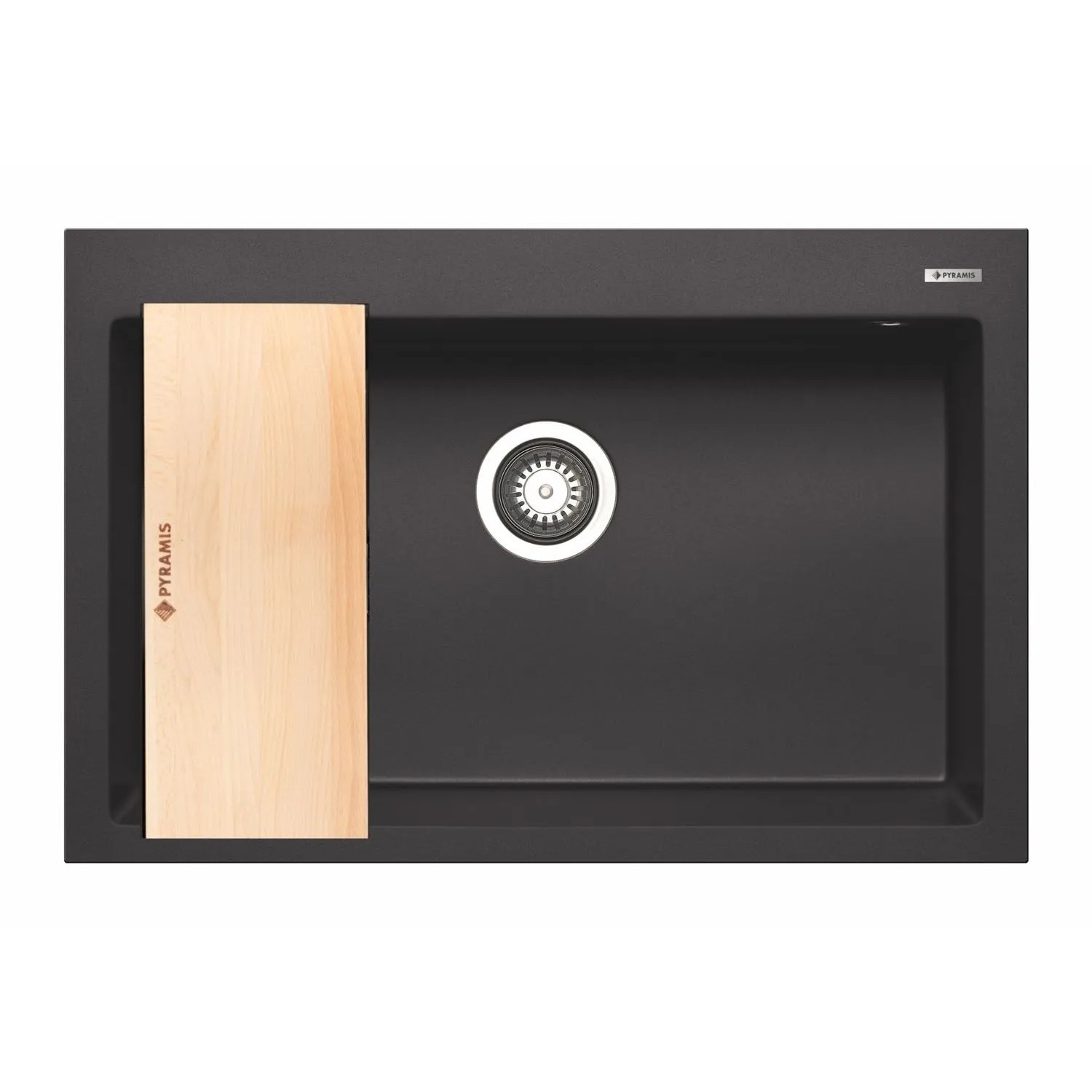 Pyramis Zlewozmywak ISTROS 1-kom. z deską czarny - 76 x 50 cm