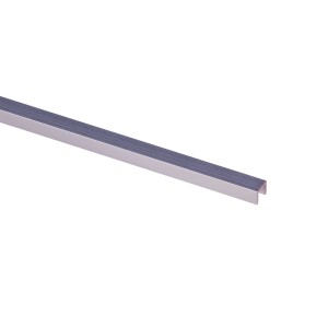 Srebrny profil aluminiowy U, 8x10x1000 mm, do konstrukcji i ochrony krawędzi.