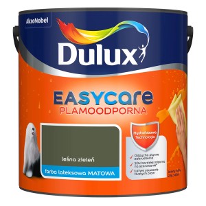 Wiadro z farbą Dulux Easycare, odcień leśna zieleń, matowa farba lateksowa do ścian.