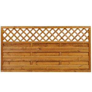 Drewniany panel ogrodzeniowy z kratką, idealny do ogrodzeń ogrodowych.