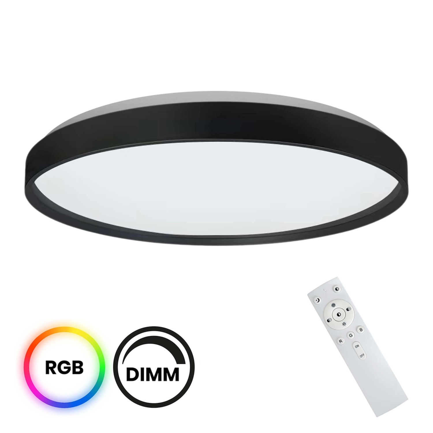 MiLAGRO Plafon LED RINGO z pilotem 36W RGBW 3250lm śr. 39 cm czarny