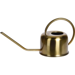 Złota konewka t.b.t. z długim dzióbkiem i okrągłym uchwytem.