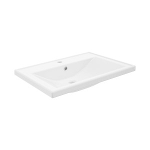 Biała umywalka nablatowa t.b.t. do łazienki.