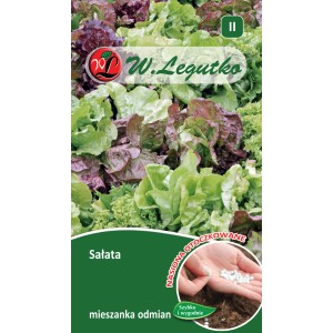 Opakowanie nasion sałaty mieszanej W. Legutko, różne sałaty liściowe.