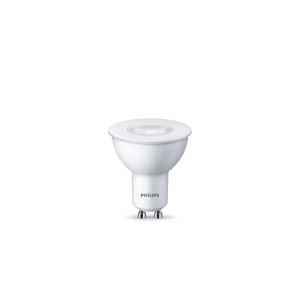 Biała żarówka LED Philips GU10 do użytku wewnętrznego.